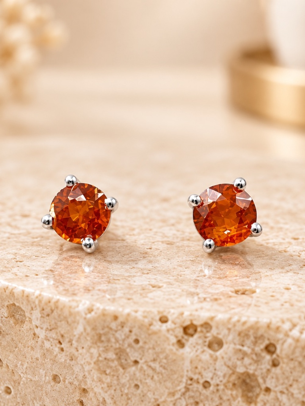 Rare Orange Kyanite 925 Sterling silver Stud Earrings